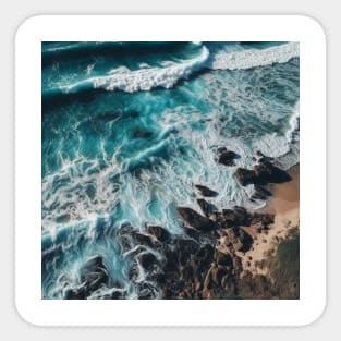 Rough sea waves white and sandy shore of the beach Sticker